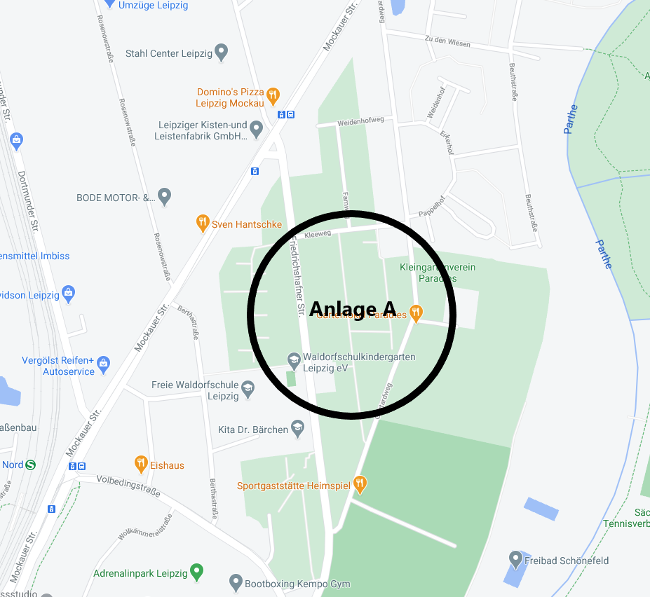 Lageplan der Anlage A