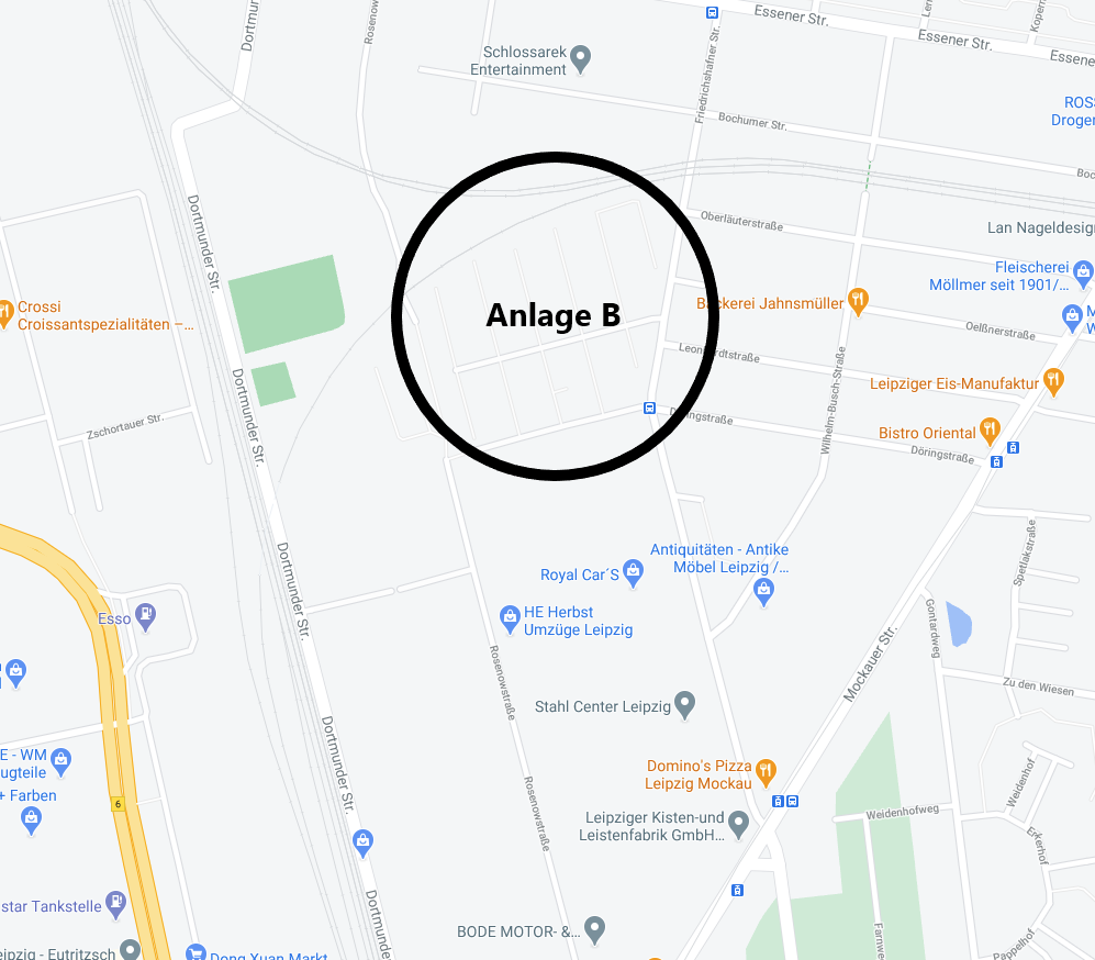 Lageplan der Anlage B